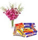 18 Pink Orchids in a Vase with FREE Asorted Cadbury Choclates